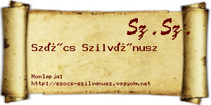 Szőcs Szilvánusz névjegykártya